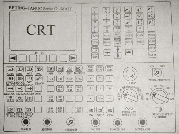 以FANUC-0i-MATE為數控系統(tǒng)的加工中心總面板圖